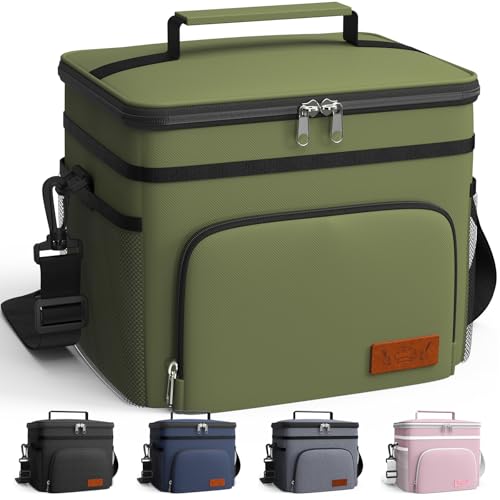 HOTOR Insulated Lunch Box for Men & Women - Leak-Proof Cooler Lunch Bag with 4 Pockets, Adjustable Strap, Ideal for Work, Picnic, Travel - Medium, Green, 10.2"×6.9"×8.5" - color: Green, size: 9l - 1 Tier