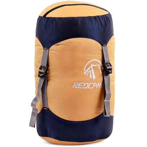 REDCAMP Nylon Compression Stuff Sack, 10L/17L/27L/40L Lightweight Sleeping Bag Compression Sack Great for Backpacking, Hiking and Camping,Blue/Yellow/Army Green/Black - color: Orange/27 liters, size: Large