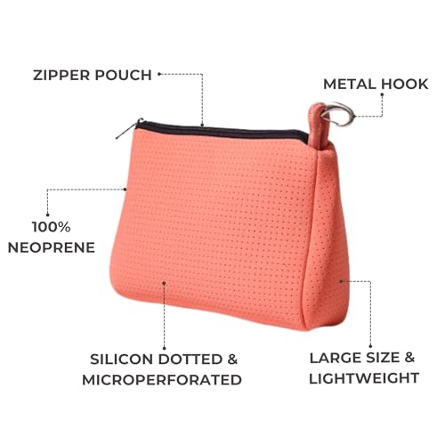 POPUPS Large Makeup Bag with Zipper - Waterproof Neoprene Cosmetic Bag 7.7 x 10.75 x 5 inches - Pouch Blushing Pink - color: Basic Blushing-Pink