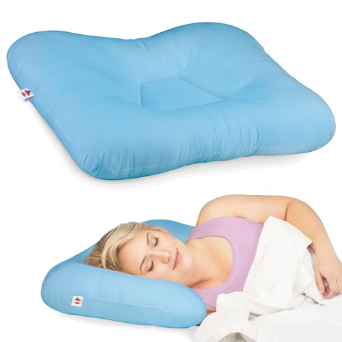 Core Products Tri-Core Cervical Support Pillow – Firm Orthopedic Neck Pillow for Pain Relief, Back and Side Sleepers – Ergonomic Contour Pillow – Assembled in USA, Midsize, Blue - color: Blue, size: Mid-size