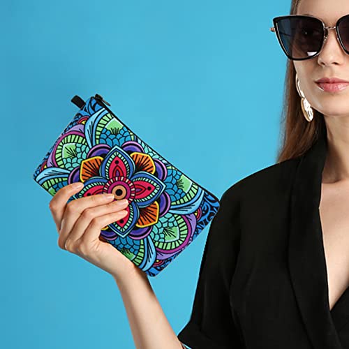 MAGEFY Small Makeup Bag, Portable Travel Cosmetic Bag Zipper Pouch Waterproof Makeup Pouch Multifunctional Small Bag for Women (1 pack, dark blue flower 0179) - color: dark blue flower 0179