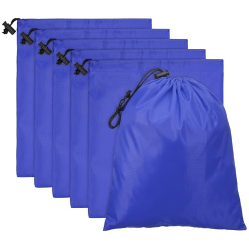 PATIKIL Travel Storage Bags with Toggle 6 x 8 Inch, 6 Pack Waterproof 210D Polyester Drawstring Bag Stuff Sack Cinch Bag for Gym Traveling Hiking Yoga Shoes Organizer, Sapphire Blue - color: Sapphire Blue, size: 6 x 8 Inch