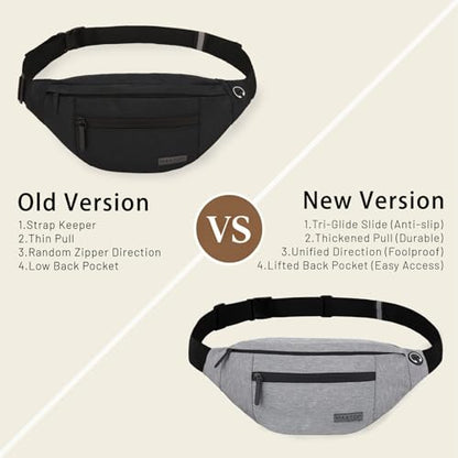 MAXTOP Large Crossbody Fanny Pack with 4-Zipper Pockets,Gifts for Enjoy Sports Festival Workout Traveling Running Casual Hands-Free Wallets Waist Pack Phone Bag Carrying All Phones - color: Black(4 Zipper Pockets), style: Large Fanny Pack(4 Zipper Pockets