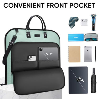 BALEINE Travel Garment Bag, Travel Suit Bag for Men, 42'' Waterproof Carry on Garment Bag for Hanging Clothes, Garment Duffel Bag for Travel Business (Mint Green) - color: Mint Green