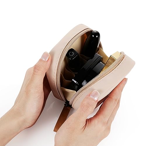 Hekyip Mini Cosmetic Bag, Travel Makeup Pouch, Portable Waterproof Cosmetic Pouch for Girls Women, Mini (Mini Beige) - color: Mini Beige