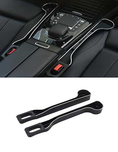 Car Seat Gap Filler Organizer- Upgrade Car Side Seat Gap Filler with Cup Holder and Phone Holder- Car Seat Gap Organizer for Prevent Falling-Seat Gap Storage 2 Pack (2, Black) - color: black
