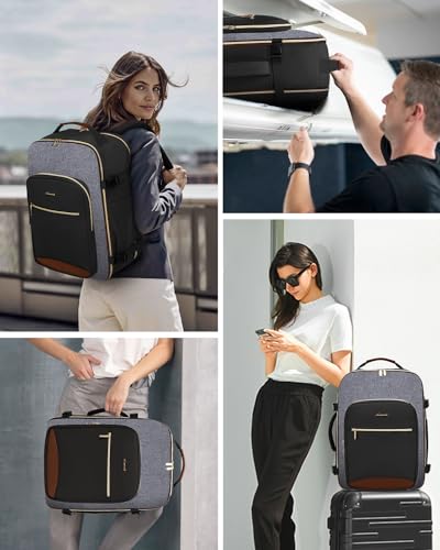 LOVEVOOK 40L Travel Backpack for Women & Men, Airline Approved Carry On Luggage with 3 Packing Cubes, TSA Overnight Bags, Waterproof Personal Item Bag, Weekender Essentials Backpacks fits 17" Laptop - color: Black-grey-brown, size: Large