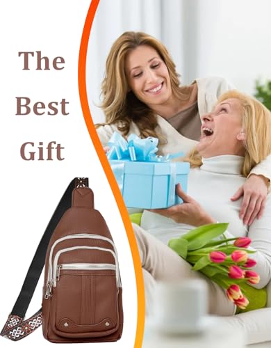 Mothers Day Gifts for Mom Grandma Nana Aunt Teacher Nurse Crossbody Bags Gifts for Women Birthday Gift for Her Family Small Crossbody Sling Bag Fanny Pack Chest Travel Purse zChristmas Gift Ideas - color: Brown