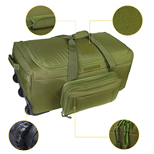 Greencity Duffel Bag Wheels Rolling Deployment Wheeled Military Suitcase Heavy-Duty Extra large deployment bag Capacity 32 Inch，Green - color: Green