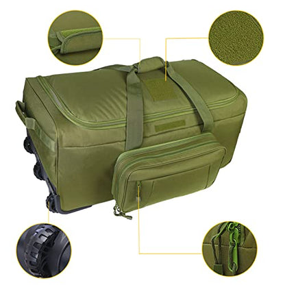 Greencity Duffel Bag Wheels Rolling Deployment Wheeled Military Suitcase Heavy-Duty Extra large deployment bag Capacity 32 Inch，Green - color: Green