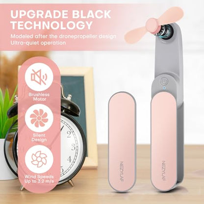 Portable mini handheld Fan, small Rechargeable Personal Fan for 9-15 Hours Runtime, Pocket Design for Travel/Women Essentials/vacation/beach/vacation/airplane/disney - color: Pink