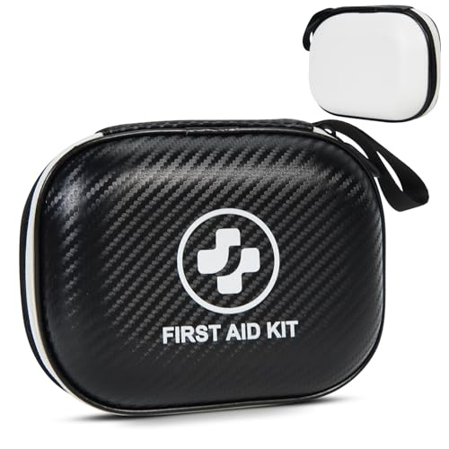 Small First Aid Kit - 185 Pieces Waterproof Emergency Kit for Home, Car, Travel, Camping, Hiking & Outdoor - Portable Hard Case Survival Kit with Premium Supplies(Black/White) - color: Black/White, size: S-185Piece