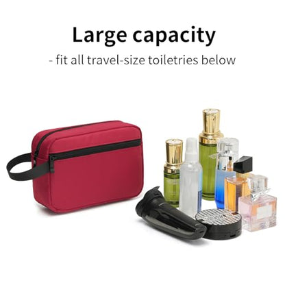 Travel Hanging Toiletry Bag with Carry Handle - Water-Resistant Small Cosmetic Organizer for Men & Women, Makeup, Shaving Kit, Gym & Travel Essentials (Burgundy) - color: Burgundy