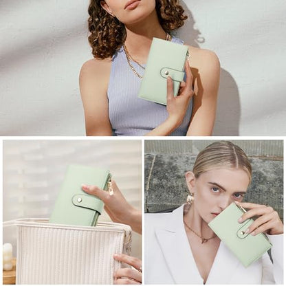 yiijay Wallets for Women RFID Blocking Leather Trifold Clutch Wallet Credit Card Holder Ladies Travel Wallet Purse with Pen Holder - color: 1Green