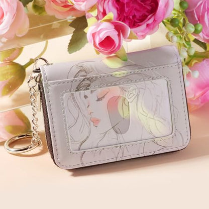FurArt Zipper Wallet Women, RFID Blocking Credit Card Wallet, Business Card Holder, Compact Size KeyChain Wallet - color: Classical Lady