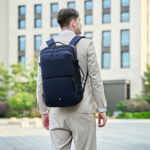 BAGOK Carry On Travel Backpack, 35L-40L Expandable Extra Large Airline Approved,Lightweight Daypack for Men and Women（Blue） - color: Blue, size: Large