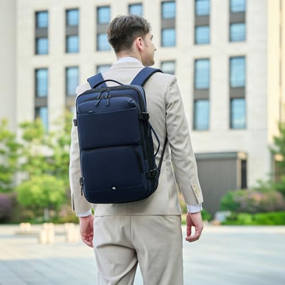 BAGOK Carry On Travel Backpack, 35L-40L Expandable Extra Large Airline Approved,Lightweight Daypack for Men and Women（Blue） - color: Blue, size: Large