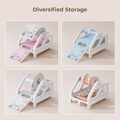 MUNBYN Label Holder for Rolls and Fan-Fold Labels, Thermal Sticker Roll Holder for Desktop Thermal Printer Shipping Supplies Industrial Paper, White - color: White