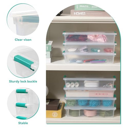 Clear Plastic Storage Bins with Lids Stackable Storage Box for Crafts, Supplies (Small 8Pack Green) - size: Small 8Pack Green