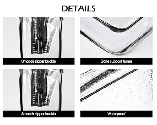 4Pack Black Clear Cosmetic Bags for Women Zipper Pouches Set PVC TSA Approved Toiletry Bag Organizers Packing Cubes