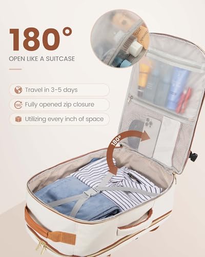 LOVEVOOK Travel Backpack for Women & Men 40L,Airline Approved Carry On Backpack Travel Essentials,TSA Carry on Luggage,Waterproof Personal Item Travel Bag,Suitcase with 3 Packing Cubes,Beige-Brown - color: Beige-brown, size: Large-40L-4Pcs