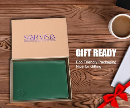 STAR VISTA Phoenix Leather Passport Holder, Calfskin Travel Wallet - RFID Blocking, ID Window, Zipper Pocket, Pen & Notebook Included, Mint - color: Mint Calfskin
