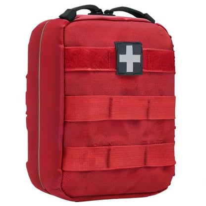 First Aid Pouch Empty Small, Tactical Molle EMT Pouch Compact Medical IFAK Rip Away Untility Bag Pouches - color: RED