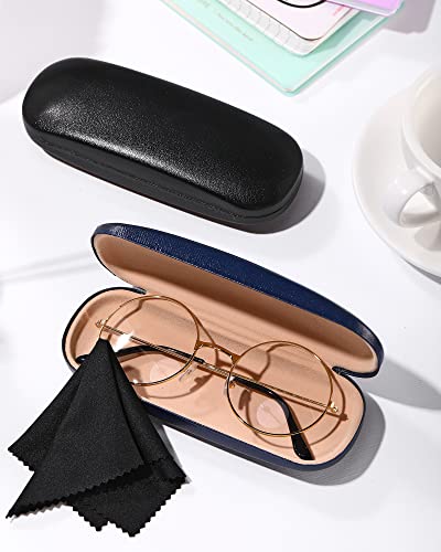 Frienda 3 Pieces Hard Shell Glasses Case Eyeglass Case Protective Sunglass Holder with Cleaning Cloth for Men Women Unisex - color: Blue, Brown, Black