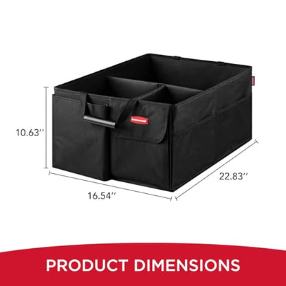 Rubbermaid Car Organizer, Collapsible Trunk Organizer, Multi-Compartment Car Storage Organization for Car Accessories, 3 Compartments Without Cover, 22.83"*16.54"*10.63"