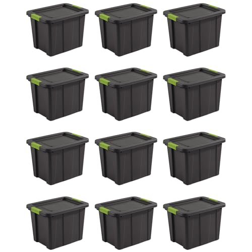 Sterilite 12-Pack Storage Bins with Lids, Heavy Duty Totes, Tuff1, 18 Gallon, Flat Gray - color: Flat Gray, size: 18 Gallon (12 Pack)