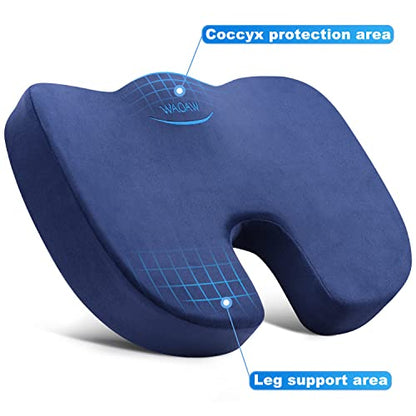 WAOAW Car Seat Cushion, Coccyx Cushion, Tailbone Pain Relief Cushion, Memory Foam Chair Pad for Back, Coccyx, Tailbone Pain Relief - color: Blue