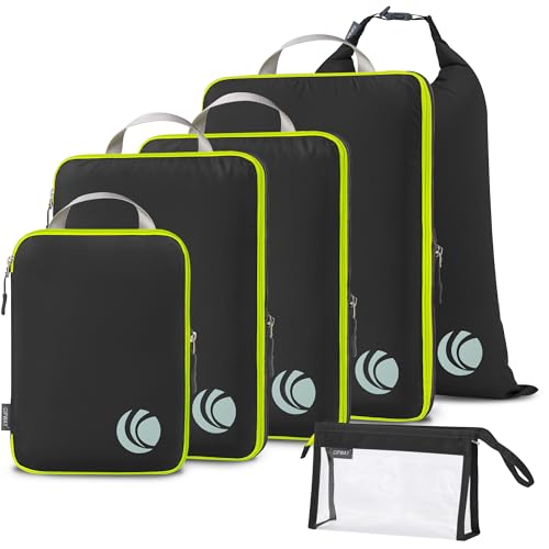 Cipway Compression Packing Cubes, Ultralight Luggage Organizer Bags with Laundry Bags and Clear Toiletries Bag, Travel Essentials for Carry on Suitcase (6 Piece,Black) - color: Black, size: 6PCS