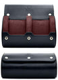 2 Watch Case for Men - Watch Roll Travel Case - Jade Black Motif Vegan Leather - color: Jade Black 2-watch case