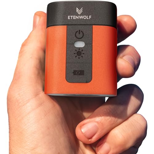 ETENWOLF AIR 3 Air Pump for Inflatables with 2600 mAh Battery & Camping Light, Ultra-Fast and Mini Electric Air Pump, Inflate Deflate for Air Mattress, Pool Floats, Vacuum Storage Bags - color: Vivid Orange