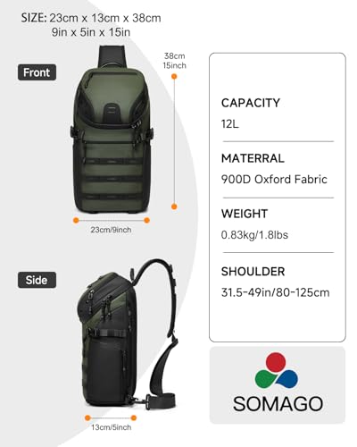Somago Crossbody Sling Backpack Sling Bag Travel Hiking Chest Bag Daypack Single Shoulder Bag (Army Green) - color: Army Green