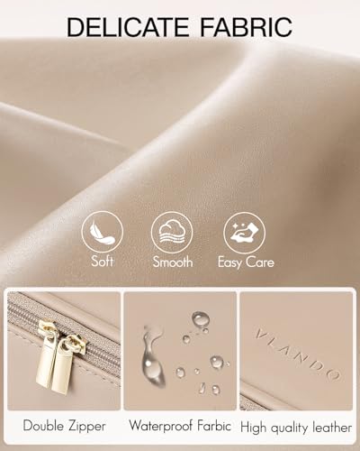 Vlando Travel Makeup Bag,Small Makeup Bag for Women,Gifts for Women Girls, Makeup Pouch Purse Travel Essentials Toiletries-Toffee - color: 01-Toffee