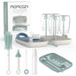 Momcozy Bottle Brush Set - Baby Bottle Cleaner Kit with Silicone Brush, Nipple Brush, Straw Brush, Soap Dispenser, Drying Rack - 7 in 1 Bottle Cleaning Tool for Home and Travel, Green - color: Green, size: Classic Style