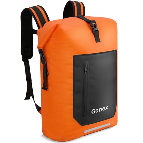 Gonex Ultralight Waterproof TPU Backpack, 35L Roll Top Dry Bag with Comfortable Padded Back Panel for Kayaking Boating Camping Fishing Travel,Orange - color: Orange, size: 35L