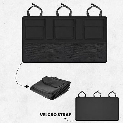 EcoNour Backseat Trunk Organizer | 42 x20 Inches Car Storage with 9 Spacious Pockets | Waterproof, Heavy-Duty Hanging Organizer for SUVs, Trucks & Hatchbacks | Space-Saving, Foldable & Easy to Install