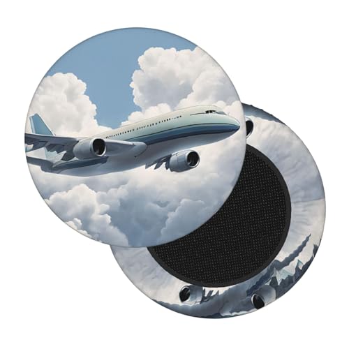 Round Bar Stool Covers 12 Inch, Airplane Art, 3-Layer Velvet Circular Seat Cushion Covers, Washable Non-Slip Chair Pads for Round Stools, Suitable for Thick Within 2.76 Inch - size: 12 inch
