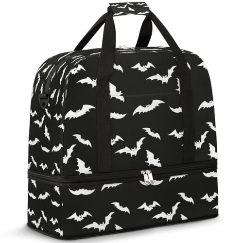 Halloween Goth Bat Travel Duffle Bags With Shoes Compartment for Women Men Weekender Overnight Bag Foldable Sports Tote Gym Carry On Luggage Handlebag for Travel Yoga Hospital Workout - color: A:01 goth bat