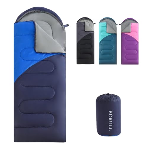 Sleeping Bags for Adults Cold Warm Weather,Backpacking Compact Lightweight Camping Sleeping Bag with Compression Sack for Kids,Camping Essentials Gear for Hiking,Travel,Climb,Outdoor, Indoor - color: 3lb-Navy blue&Sapphire blue(L Zip)