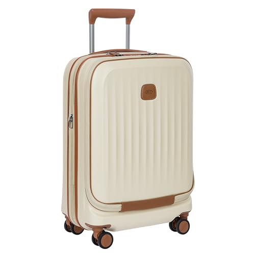 Bric's Taormina Ultra-Light Carry-On Spinner – Airline Approved Expandable Hard Shell Suitcase with TSA Lock, Anti-Tamper Zippers & Built-In USB Port - 21 Inch with Pocket, Cream - color: Cream, size: Carry-On w/ Front Pocket