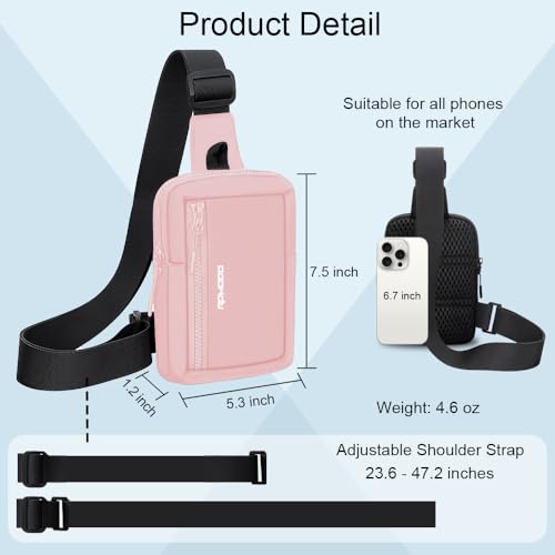 Small Sling Bag for Women Men Chest Bag Water Resistance Mini Crossbody Bag Adjustable Strap Lightweight Shoulder Bag - color: 04-pink