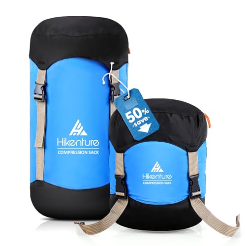 Hikenture Compression Sack for Sleeping Bag, Upgrade Anti-Tear Nylon Sleeping Bag Stuff Sack, 10L/14L/20L/30L Water-Resistant Compression Bag, Storage Bag - color: Blue, size: 45L