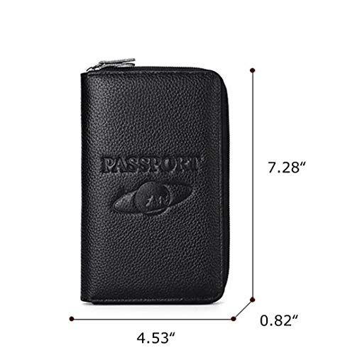 Genuine Leather Travel Passport Wallet RFID Blocking Zip-Around Passport Holder