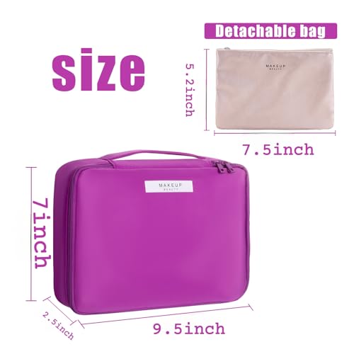 Queboom Travel Makeup Bag Cosmetic Bag Makeup Bag Toiletry bag for women and men (Deep purple) - color: Deep purple