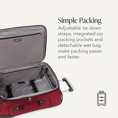SwissGear Sion Softside Expandable Luggage – Carry-On Suitcase with 360 Degree Wheels & Retractable Handle – 21 Inch, Perfect for 1-3 Night Trips – Burgundy - color: Burgundy, size: Carry-On