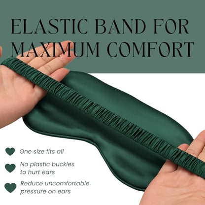 Silk Satin Sleeping Eye Mask, Green Sleep Eye Night Blindfold for Women and Men, Soft Breathable Blackout Eyeshade Eye Cover for Travel, Wedding Bridesmaid Gift - color: Green