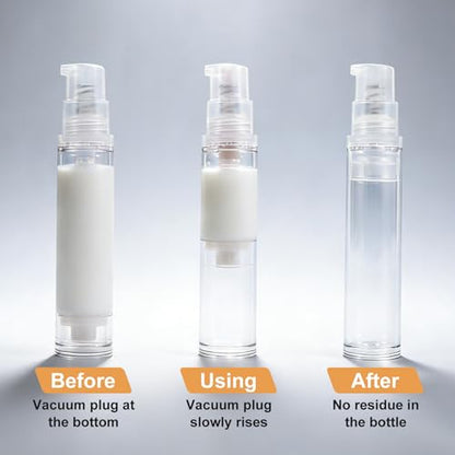 6pcs Airless Travel Pump Bottle, Empty Refillable Vacuum Pump Bottle, 5ml 10ml Plastic Press Lotion Travel Container for DIY Cosmetic Foundation Toiletries- Clear - color: Clear-6pcs-5,10ml